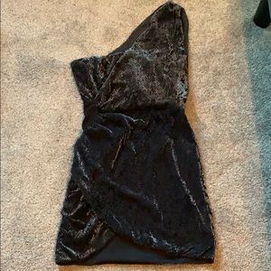 One shoulder, fitted mini dress